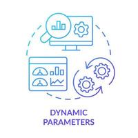 parámetros dinámicos icono de concepto de gradiente azul. analítica. Ilustración de línea delgada de idea abstracta de optimización de motor de búsqueda avanzada. dibujo de contorno aislado. vector