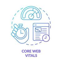 icono de concepto de gradiente azul de vitals web core. conjunto de estándares del sitio web. optimización de motores de búsqueda idea abstracta ilustración de línea delgada. dibujo de contorno aislado. vector