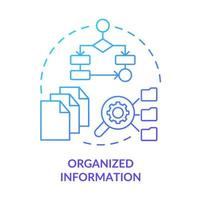 Organized information blue gradient concept icon. Website architecture. Search engine optimization principle abstract idea thin line illustration. Isolated outline drawing. vector
