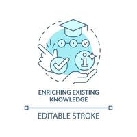 Enriching existing knowledge turquoise concept icon. Principle about learning abstract idea thin line illustration. Isolated outline drawing. Editable stroke. vector