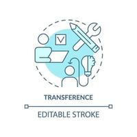 Transference turquoise concept icon. Apply knowledge to work. Principle of learning abstract idea thin line illustration. Isolated outline drawing. Editable stroke. vector