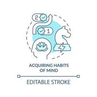 Acquiring habits of mind turquoise concept icon. Problem solving. Learning abstract idea thin line illustration. Isolated outline drawing. Editable stroke. vector