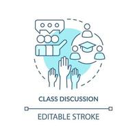 Class discussion turquoise concept icon. Group meetings. Learning environment abstract idea thin line illustration. Isolated outline drawing. Editable stroke. vector