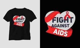 diseño de camisetas del día mundial del sida con colores rojo y rosa y cinta de signos de sida, condón vector