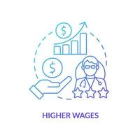 Higher wages blue gradient concept icon. Way to improve healthcare system abstract idea thin line illustration. Earnings for physicians. Isolated outline drawing. vector