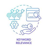 Keyword relevance blue gradient concept icon. Appropriate search result and content. Advanced SEO abstract idea thin line illustration. Isolated outline drawing. vector