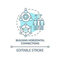 Building horizontal connections turquoise concept icon. Principle of learning abstract idea thin line illustration. Isolated outline drawing. Editable stroke. vector