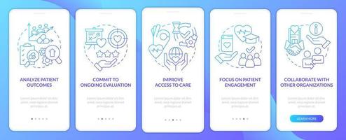 Building better health system blue gradient onboarding mobile app screen. Walkthrough 5 steps graphic instructions with linear concepts. UI, UX, GUI template. vector