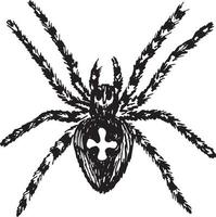 bosquejo de araña miedo arácnido. La mano de araña dibuja un diseño aterrador y venenoso para animales. cruce de araña vector