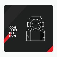 Red and Black Creative presentation Background for astronaut. space. spaceman. helmet. suit Line Icon vector