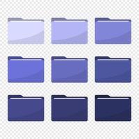 Folder icons set in trendy 2022 very peri color. Trendy lavender violet folder icons. All type of document, file formats vector illustration symbols collection. Computer folder, folders sign