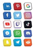 Creative Three Dimensional Popular Social Media Icons design