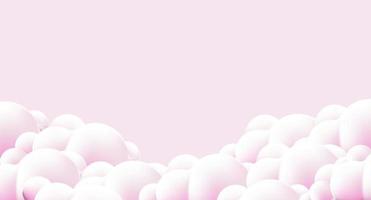 Beautiful fluffy clouds on pink sky background. Clouds on pink sky banner. Vector clouds. Border of clouds on pink background. Realistic fluffy cloud. Vector illustration