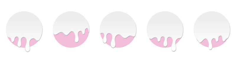 Set of milk drops. Dripping milk. Realistic melted milk. Milk drops. White liquid dessert, sweet drip melt. Vector illustration