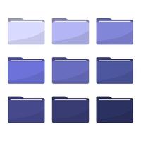 Folder icons set in trendy 2022 very peri color. Trendy lavender violet folder icons. All type of document, file formats vector illustration symbols collection. Computer folder, folders sign