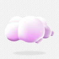 3d cloud isolated background. Render soft round cartoon fluffy cloud icon. 3d geometric shape. 3d plastic cloud. Realistic fluffy cloud. Vector illustration