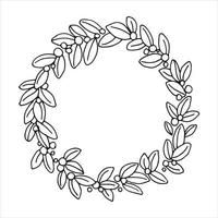 vector drawing in doodle style. Christmas wreath. simple illustration new year, winter