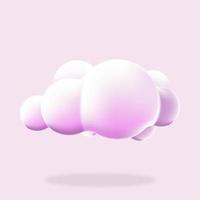 fondo aislado de la nube 3d. renderizar un icono de nube esponjosa de dibujos animados redondo suave. forma geométrica 3d. Nube de plástico 3d. nube esponjosa realista. ilustración vectorial vector