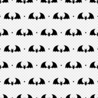 Vector seamless pattern with black bats. Bats silhouette seamless pattern. Scary endless background with flittermouse. Vector illustration