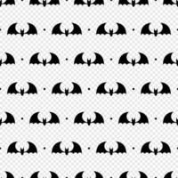 Vector seamless pattern with black bats. Bats silhouette seamless pattern. Scary endless background with flittermouse. Vector illustration