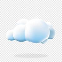 3d cloud isolated background. Render soft round cartoon fluffy cloud icon in the blue sky. 3d geometric shape. 3d plastic cloud. Realistic fluffy cloud. Vector illustration