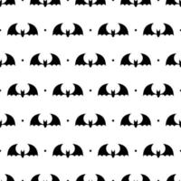 Vector seamless pattern with black bats. Bats silhouette seamless pattern. Scary endless background with flittermouse. Vector illustration