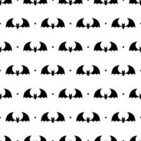 Vector seamless pattern with black bats. Bats silhouette seamless pattern. Scary endless background with flittermouse. Vector illustration