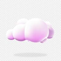 3d cloud isolated background. Render soft round cartoon fluffy cloud icon. 3d geometric shape. 3d plastic cloud. Realistic fluffy cloud. Vector illustration