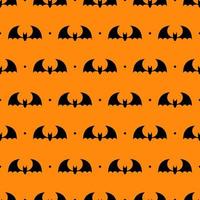 Vector seamless pattern with black bats. Bats silhouette seamless pattern. Scary endless background with flittermouse. Vector illustration