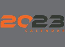 2023 Happy New Year logo text designs. 2023 number design template. Happy New Year 2023 symbol collection. Vector illustration with black label isolated on gray background. orange color text