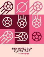 póster geométrico fútbol doha qatar 2022 creativo. Fondo de plantilla de volante web de fútbol vector