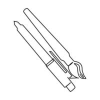 One line drawing of a Pend and a Dip Pen. Writing tool for Back to school or creative thinking concept. Modern continuous line draw design graphic vector