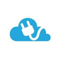 Electric power plug and cloud vector logo design. Power logo design template. Power energy symbol.