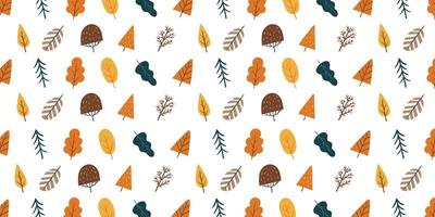 conjunto de árbol lindo para el elemento de diseño de fondo de patrón de otoño. colección de dibujos animados simples de la naturaleza ilustración dibujada a mano vector