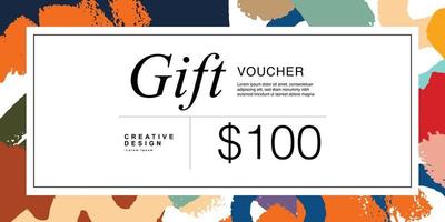 Abstract gift card template design. Trendy minimalist voucher print design vector