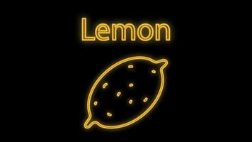 lemon on a black background, vector illustration, pattern. bright neon lemon. trendy and stylish retro neon illumination signboard for cafes and restaurants