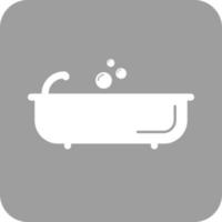 Bath Glyph Round Background Icon vector