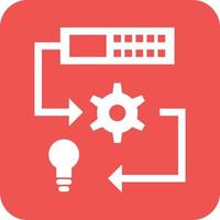 Machine Learning Glyph Round Background Icon vector
