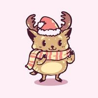 Cute cartoon christmas deer illustration vector