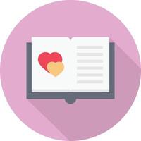 ilustración de vector de libro de amor en un fondo. símbolos de calidad premium. iconos vectoriales para concepto y diseño gráfico.