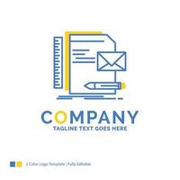 Brand. company. identity. letter. presentation Blue Yellow Business Logo template. Creative Design Template Place for Tagline. vector