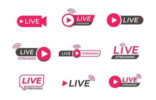 Set of Live Streaming Icon Badge vector