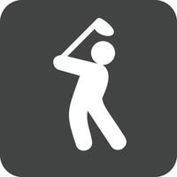 icono de fondo redondo de glifo de jugador de golf vector