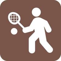 icono de fondo redondo de glifo de jugador de tenis vector