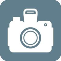 Camera II Glyph Round Background Icon vector