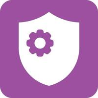 Shield Settings Glyph Round Background Icon vector