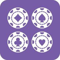 Casino Chips Glyph Round Background Icon vector