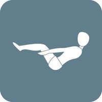 Half Boat Pose Glyph Round Background Icon vector