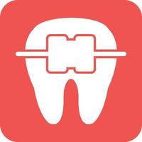 Tooth with Braces Glyph Round Background Icon vector