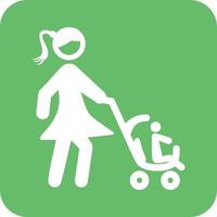 madre caminando bebé glifo icono de fondo redondo vector
